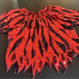 Vintage Red and Black Sequin Top